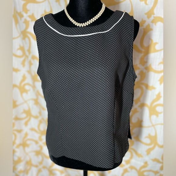 🔥❤️🔥 Sag Harbor Polka Dots Black Small White Round Neck Side Zipper Size… - Picture 2 of 8